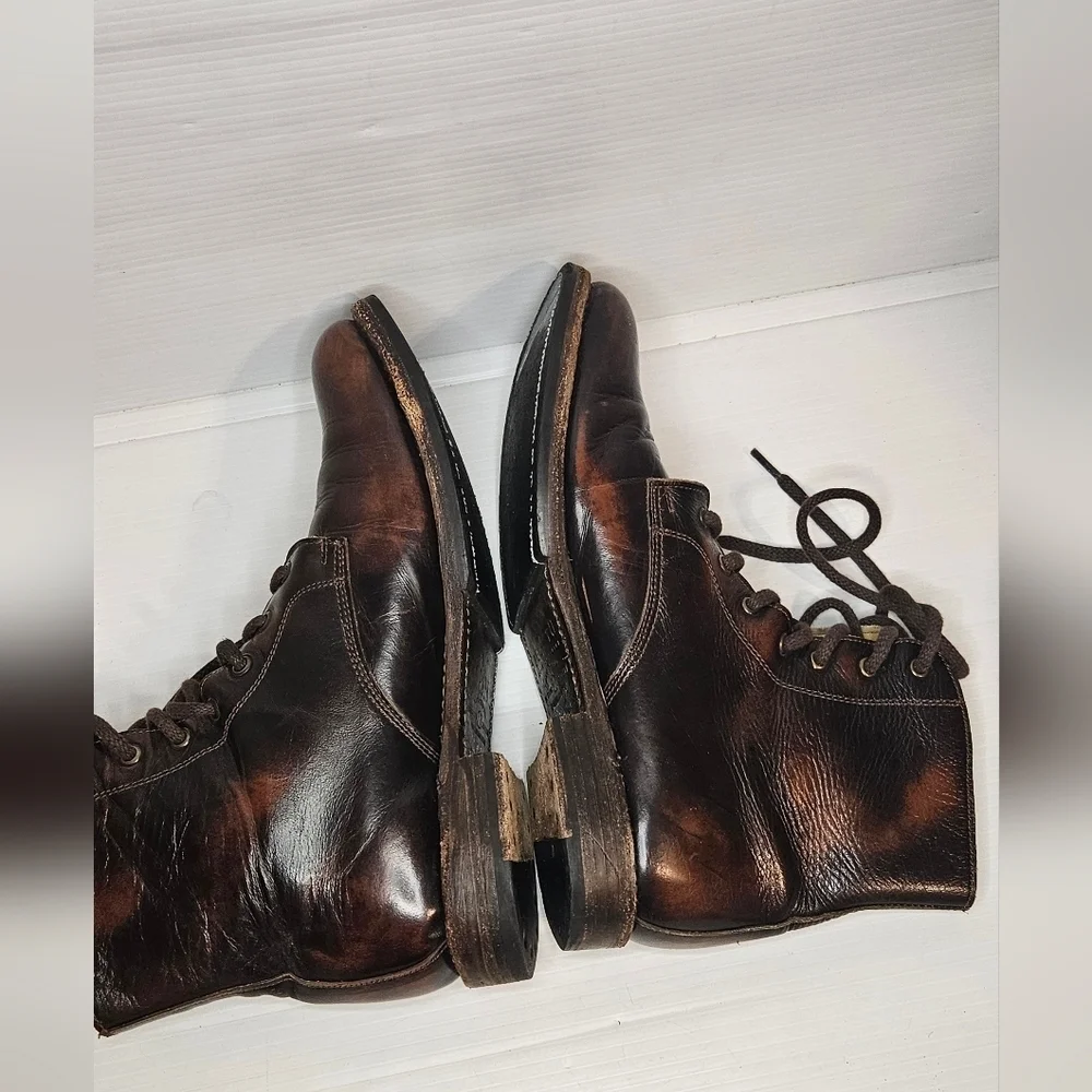 BED|STÜ Cobbler Series Men’s Two-Tone Brown Leather Lace-Up Boots – Handcrafted
